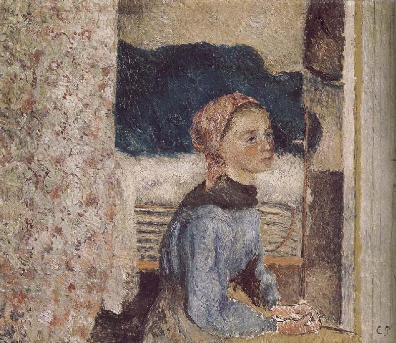Camille Pissarro farm girl France oil painting art